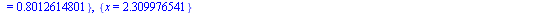 {x = -2.722493355}, {x = `+`(`-`(.1943723329), `-`(`*`(1.932038154, `*`(I))))}, {x = `+`(`-`(.1943723329), `*`(1.932038154, `*`(I)))}, {x = .8012614801}, {x = 2.309976541}